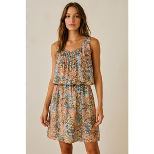 New‎ Directions Dress Size 14 Boho Abstract Print Sleeveless Elastic Waist